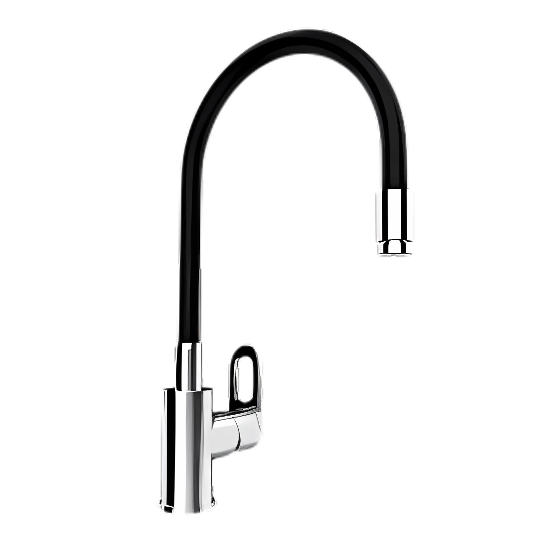 خلاط مطبخ شجرة ميلو اللون كروم × أسود MIL-0090 يد واحدة قنطرة عالية متحركة بجميع الاتجاهات من جواد