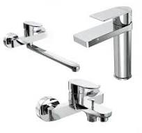 طقم خلاط 3 قطعة ( خلاط بانيو ليدو LID-0055 خلاط مطبخ حائطى ليدو LID-0057 خلاط حوض لافى LVE-0064 ) اللون كروم من جواد