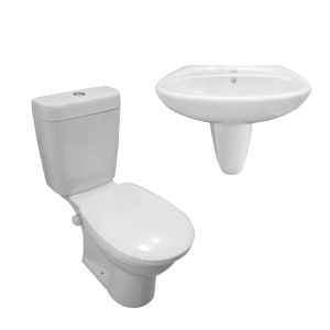 طقم حمام جولف مرحاض و حوض بالعامود المعلق 55 سم كامل من ديورافيت