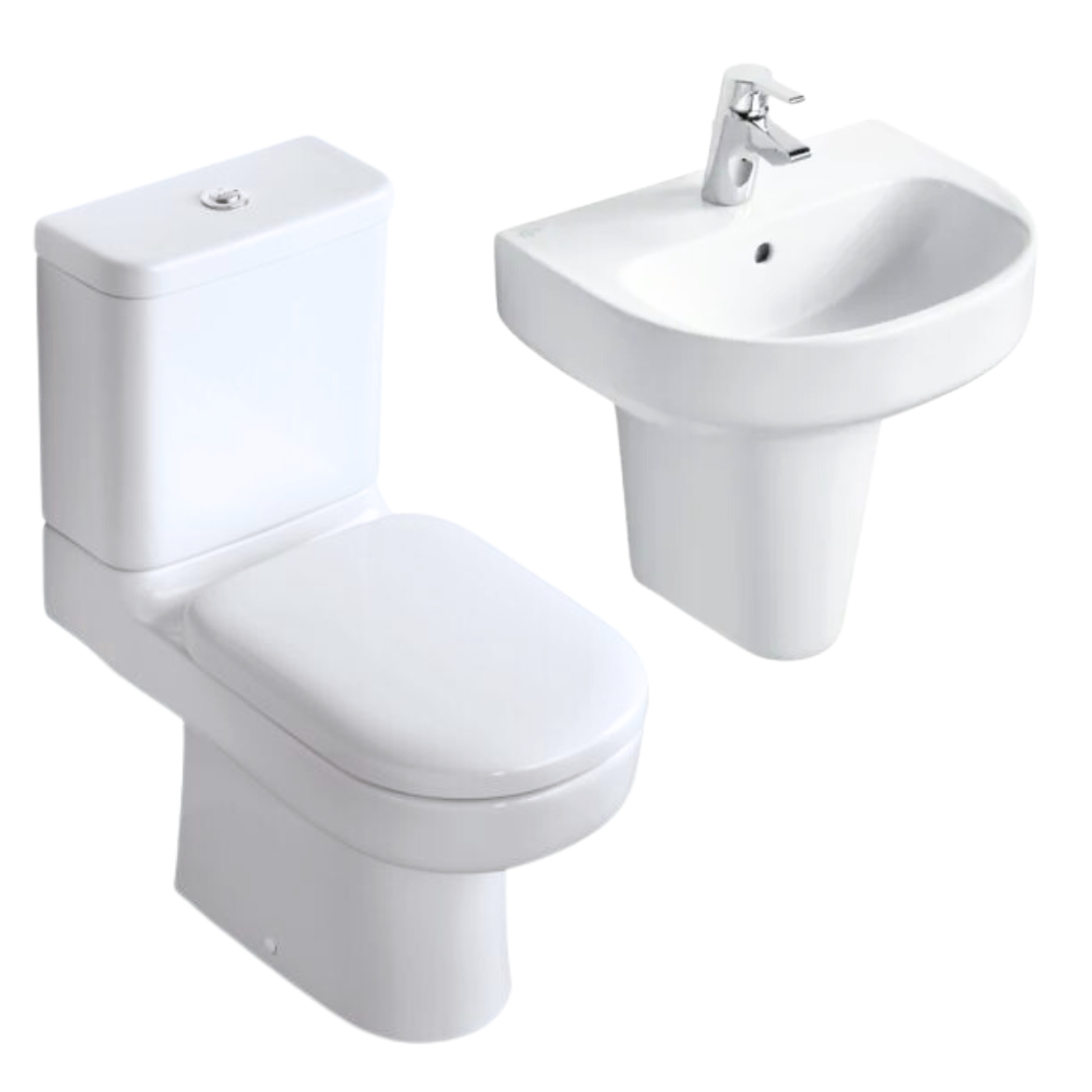 طقم حمام بلايا مرحاض ذاتى الغلق  G4921-G4922 و حوض J5013 مقاس 65 سم بالعامود المعلق (نصف ركبة) من أيديال ستاندرد