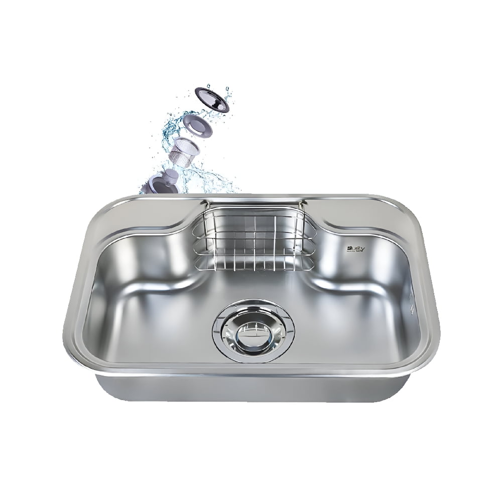 حوض - حله مطبخ كورى موديل CB 74 مقاس 74 × 51 سم بالصرف 6 بوصة وصفاية للمنظفات من بيورتى