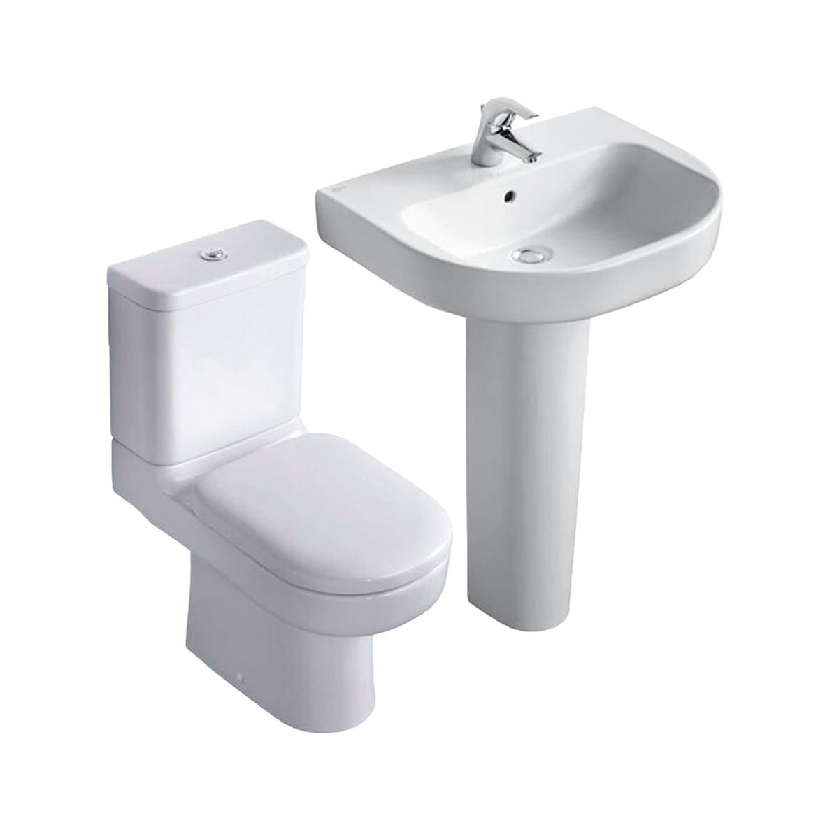 طقم حمام بلايا مرحاض ذاتى الغلق G4921-G4922 و حوض J5013 مقاس 65 سم بالعامود الطويل من أيديال ستاندرد