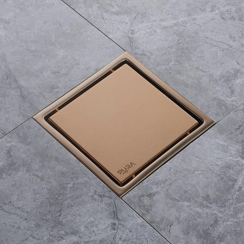 بيبة FD-61 RG-20 مقاس 20 × 20 سم بإرتفاع 10 سم ستانليس ستيل برقبة بلاستيك بصفاية داخلية بغطاء مفرغ للأستخدام لون السيراميك اللون روز جولد من بيورا