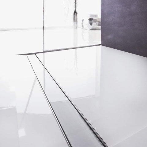 مجرى شاور - بيبه DL-55 بغطاء زجاجى ابيض 55 سم المجرى ستانليس ستيل 1 مم صرف سفلى بفلتر ضد الانسداد مانع للروائح و الحشرات من بيورا