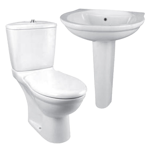 طقم حمام سان ريمو مرحاض و حوض عامود طويل 60 سم من أيديال ستاندرد