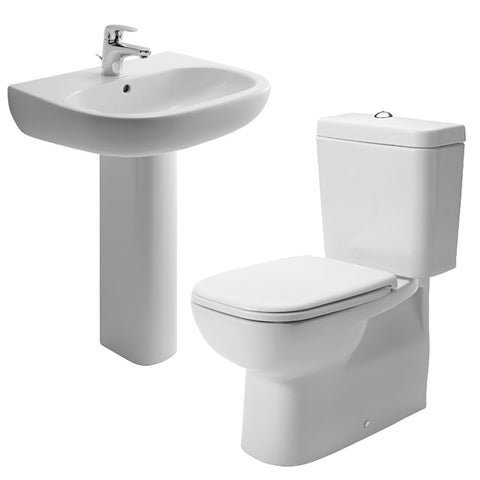 طقم حمام دى كود بلس مرحاض ملاصق للحائط و حوض 65 سم كامل من ديورافيت