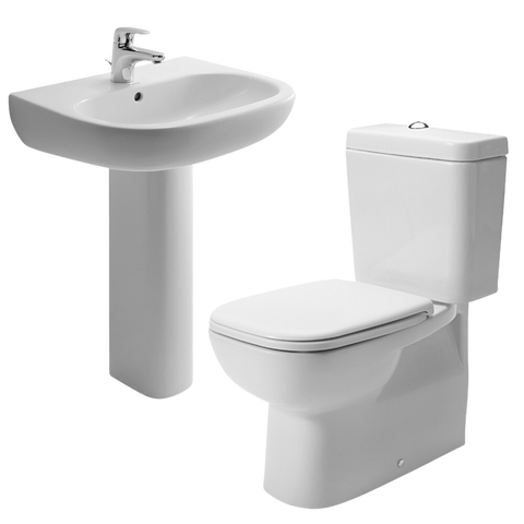 طقم حمام دى كود بلس مرحاض ملاصق للحائط و حوض 55 سم كامل من ديورافيت