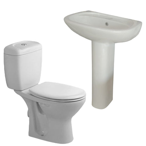 طقم حمام ديورابلس مرحاض كامل و حوض عامود طويل 55 سم من ديورافيت