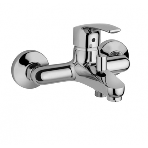 خلاط بانيو لاجو LA5230000E10 تركيب حائطى بالمحول و قلب سيراميك بمحدد درجة الحرارة و مقبض للتحكم فى المياة و فلتر سهل التنظيف و منظم لتوفير المياة اللون كروم من ديورافيت