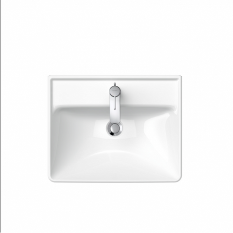 حوض دى نيو 236655 مقاس 55 سم بالعامود نصف ركبة بالفايظ و بفتحة للخلاط اللون أبيض من ديورافيت