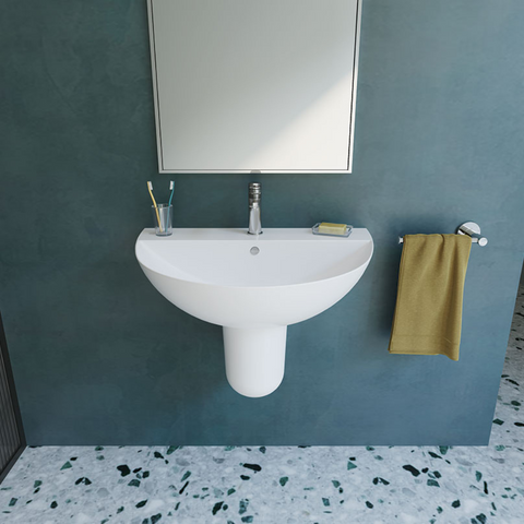 حوض تايتن 037470 بالفايظ بفتحة للخلاط نصف ركبة المقاس 70 × 50 سم من ساني بيور