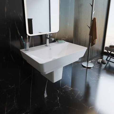 حوض كيبلر 041970 بالفايظ بفتحة للخلاط مقاس 70 × 49 سم نصف ركبة من ساني بيور