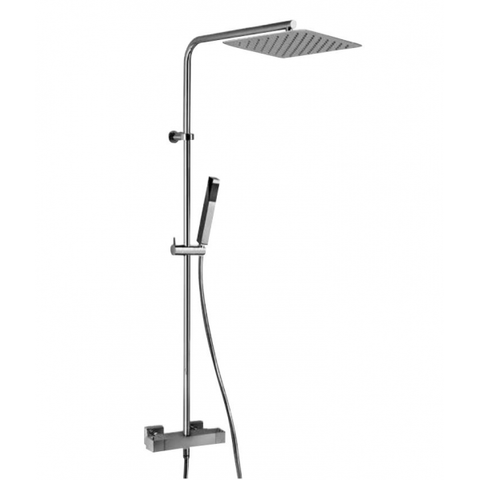 سيستم شاور بالخلاط كومبى XX4280008E10 عامود بعلاقة و طاسة مقاس 25 سم و سماعة بمحول و خرطوم مقاس 150 سم اللون كروم من ديورافيت