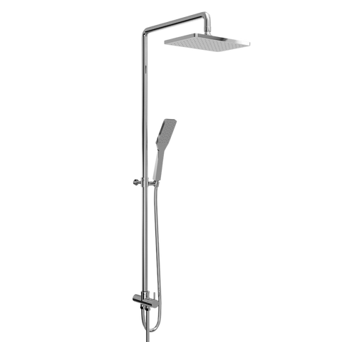 عامود دش 2 × 1 سيلف كلينج GX-00189 بالمحول و بطاسة مقاس 25 × 17 سم و سماعة 1 نظام وخرطوم مقاس 150 سم ضد الإلتفاف بعلاقة متحركة اللون كروم من جواد